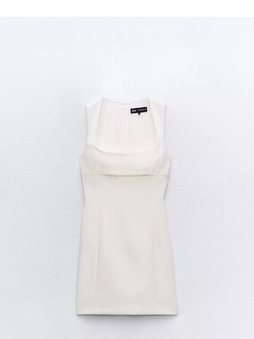 Zara Cream Square-Neck Mini Dress